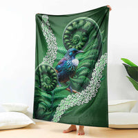 Tui Bird Koru Silver Fern Aotearoa Blanket