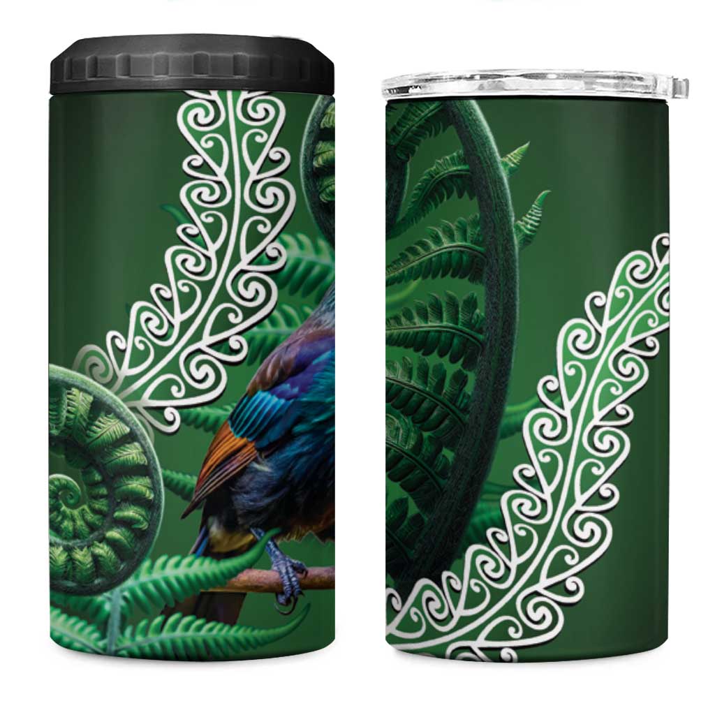 Tui Bird Koru Silver Fern Aotearoa 4 in 1 Can Cooler Tumbler