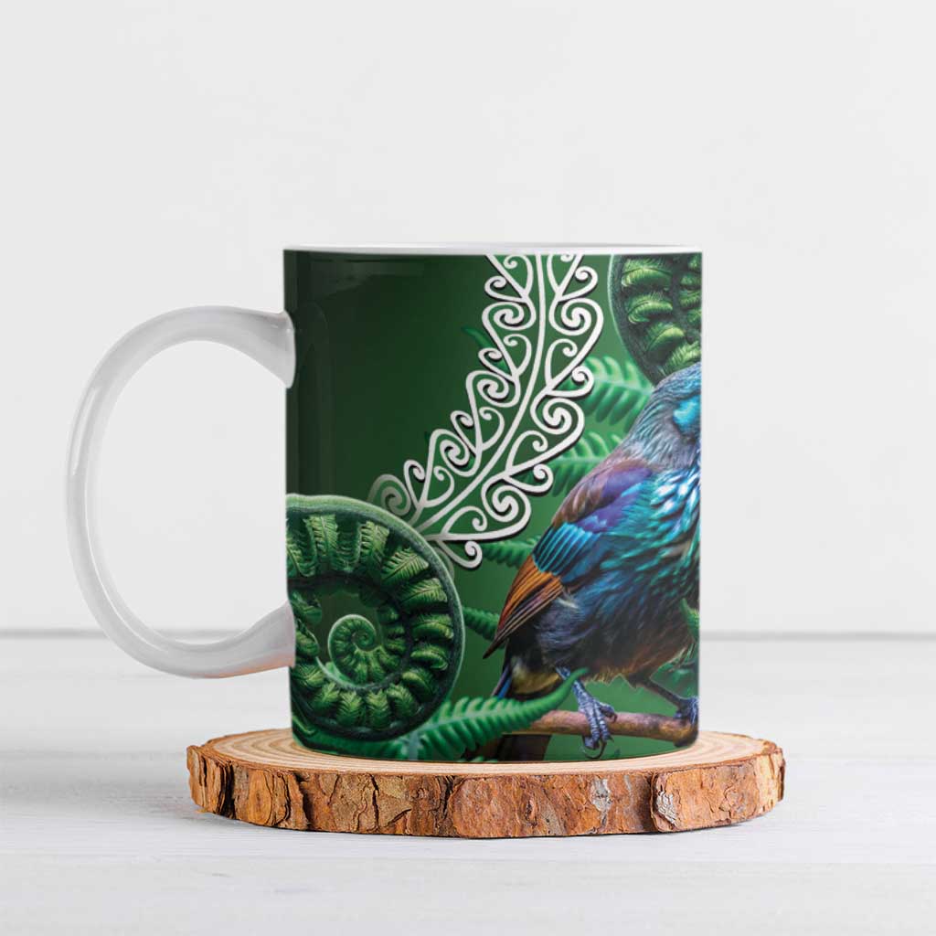 Tui Bird Koru Silver Fern Aotearoa Ceramic Mug