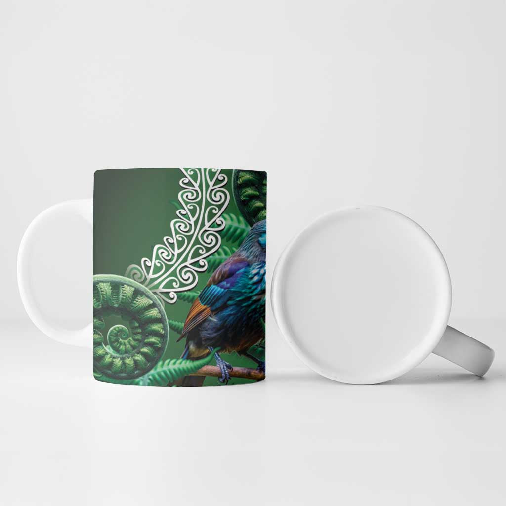 Tui Bird Koru Silver Fern Aotearoa Ceramic Mug