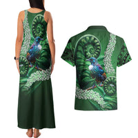 Tui Bird Koru Silver Fern Aotearoa Couples Matching Tank Maxi Dress and Hawaiian Shirt LT9 - Polynesian Pride