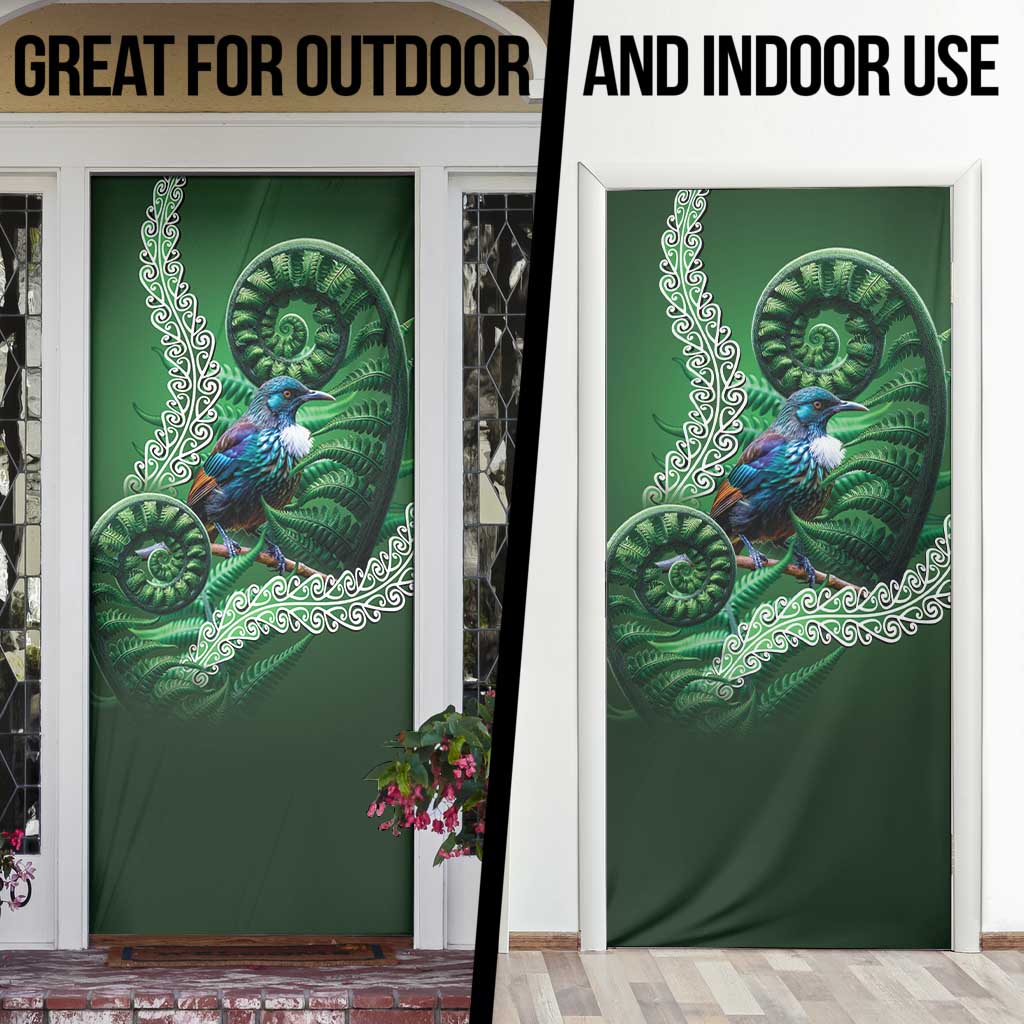 Tui Bird Koru Silver Fern Aotearoa Door Cover