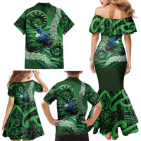 Tui Bird Koru Silver Fern Aotearoa Family Matching Mermaid Dress and Hawaiian Shirt LT9 - Polynesian Pride