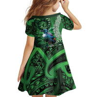 Tui Bird Koru Silver Fern Aotearoa Family Matching Off Shoulder Maxi Dress and Hawaiian Shirt LT9 - Polynesian Pride