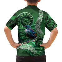 Tui Bird Koru Silver Fern Aotearoa Family Matching Summer Maxi Dress and Hawaiian Shirt LT9 - Polynesian Pride