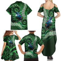 Tui Bird Koru Silver Fern Aotearoa Family Matching Summer Maxi Dress and Hawaiian Shirt LT9 - Polynesian Pride