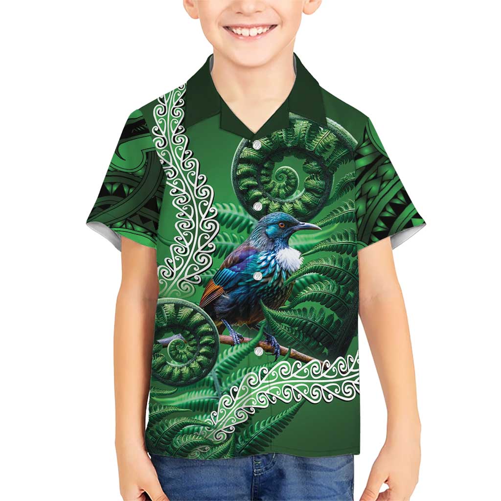 Tui Bird Koru Silver Fern Aotearoa Hawaiian Shirt