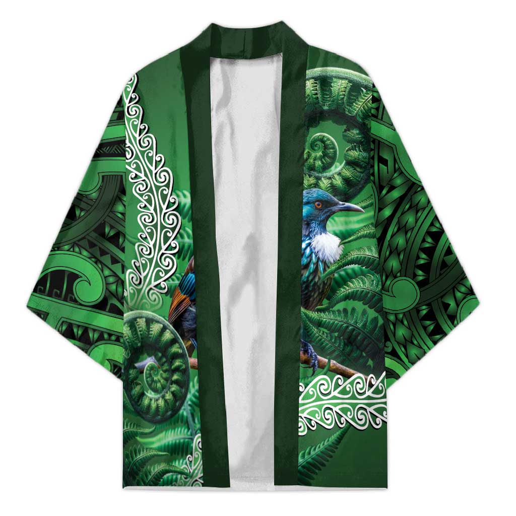 Tui Bird Koru Silver Fern Aotearoa Kimono