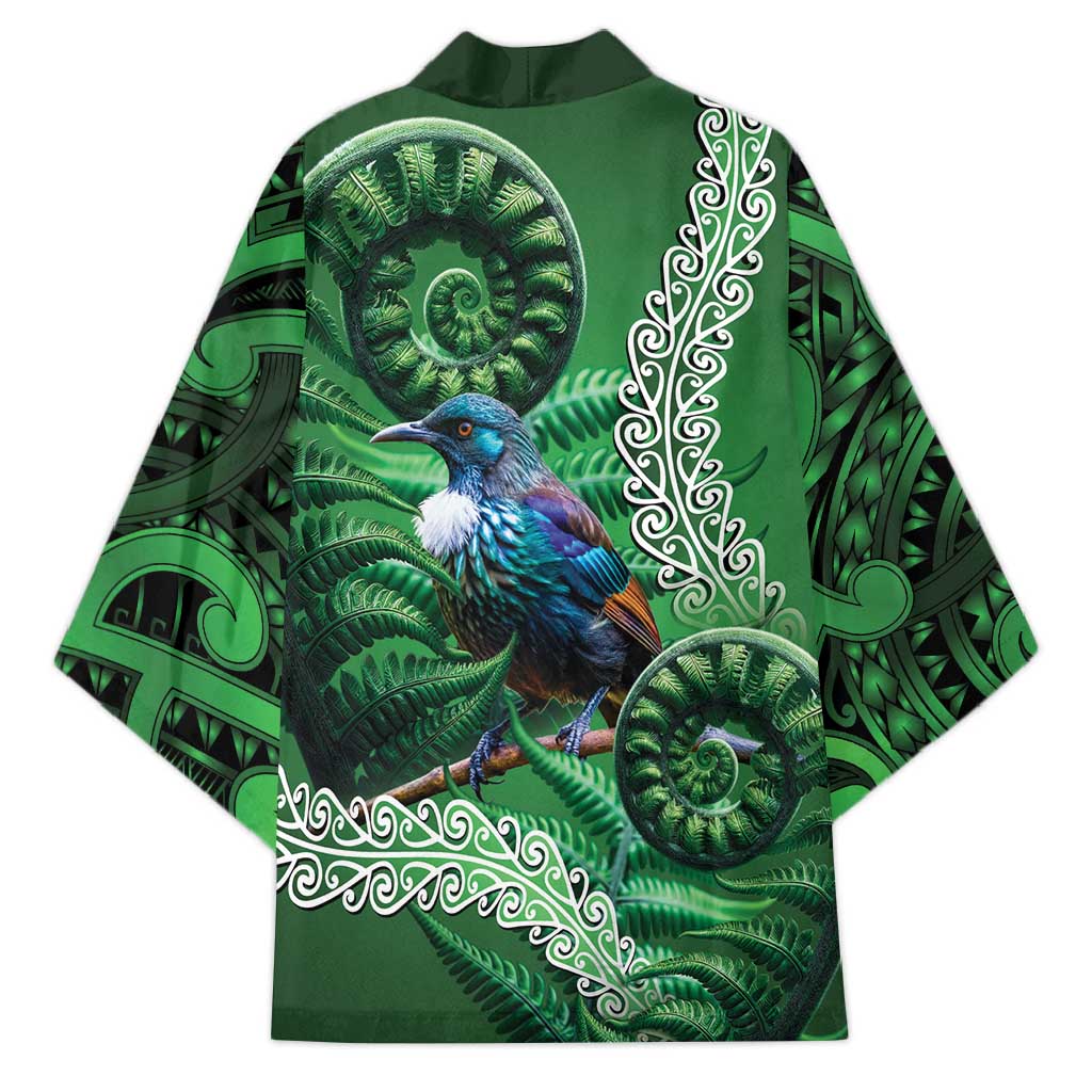 Tui Bird Koru Silver Fern Aotearoa Kimono