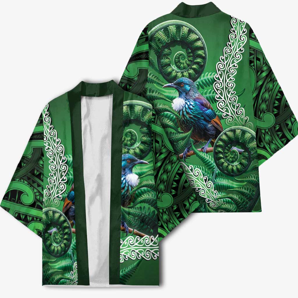 Tui Bird Koru Silver Fern Aotearoa Kimono
