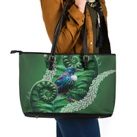 Tui Bird Koru Silver Fern Aotearoa Leather Tote Bag LT9 - Polynesian Pride