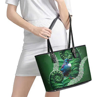 Tui Bird Koru Silver Fern Aotearoa Leather Tote Bag LT9 - Polynesian Pride
