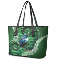 Tui Bird Koru Silver Fern Aotearoa Leather Tote Bag LT9 - Polynesian Pride