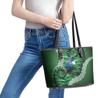 Tui Bird Koru Silver Fern Aotearoa Leather Tote Bag LT9 - Polynesian Pride