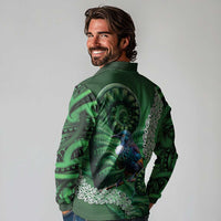 Tui Bird Koru Silver Fern Aotearoa Long Sleeve Polo Shirt