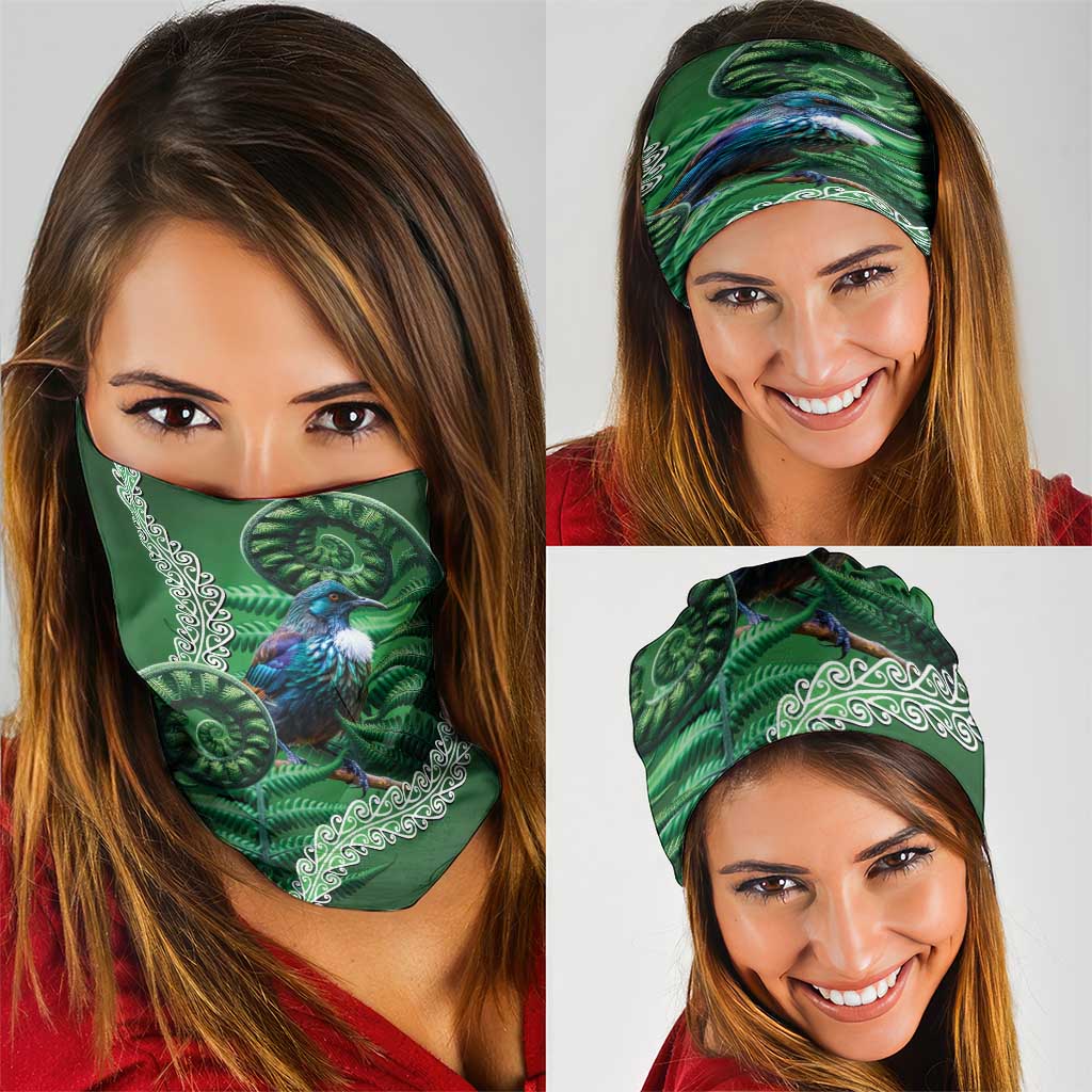 Tui Bird Koru Silver Fern Aotearoa Neck Gaiter