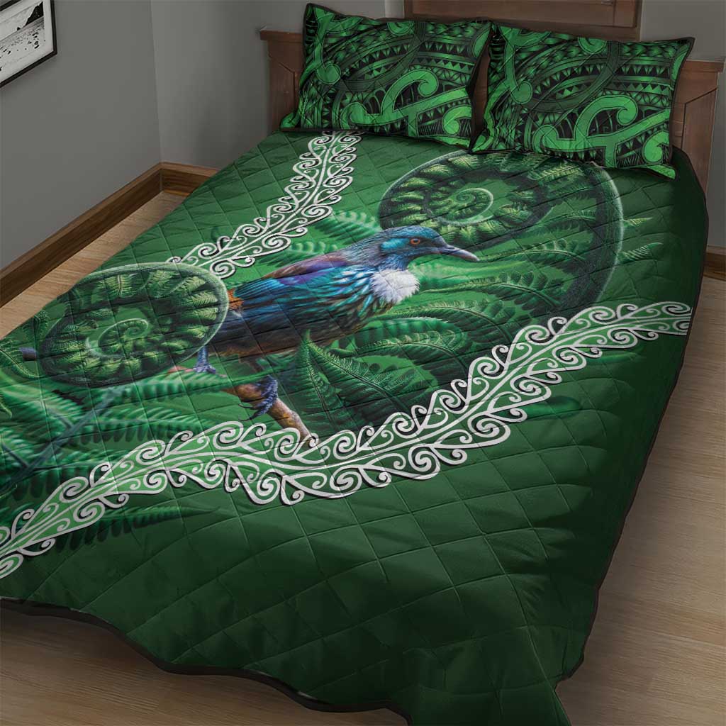 Tui Bird Koru Silver Fern Aotearoa Quilt Bed Set