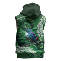 Tui Bird Koru Silver Fern Aotearoa Sleeveless Hoodie