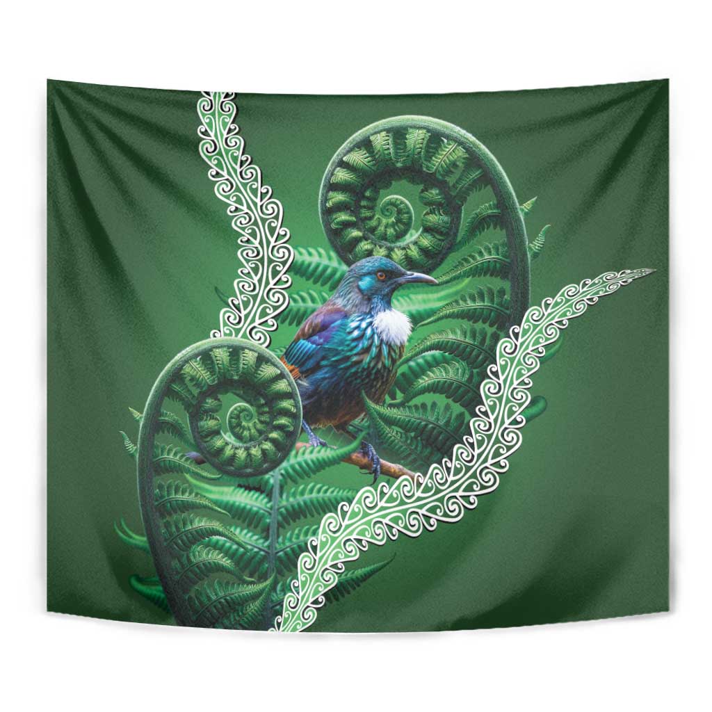 Tui Bird Koru Silver Fern Aotearoa Tapestry