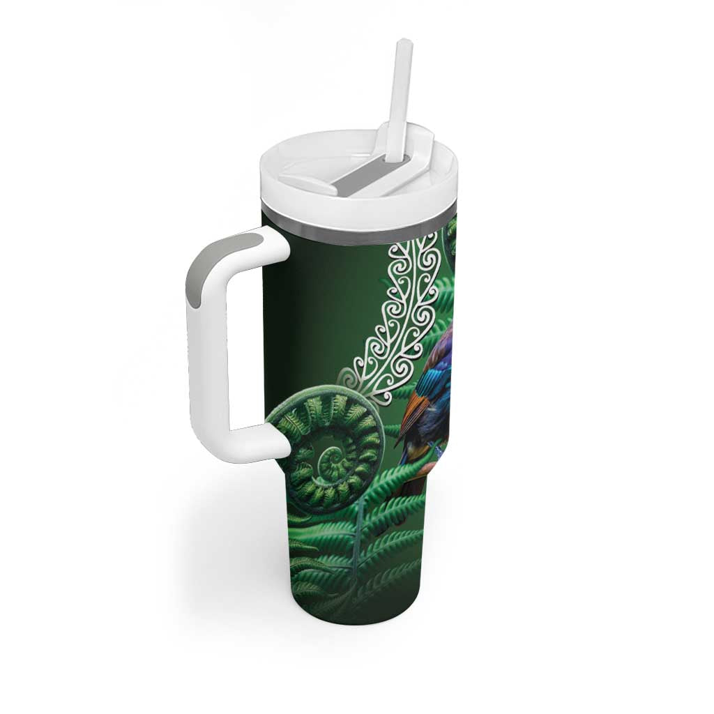 Tui Bird Koru Silver Fern Aotearoa Tumbler With Handle LT9 - Polynesian Pride