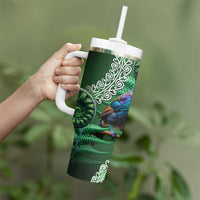 Tui Bird Koru Silver Fern Aotearoa Tumbler With Handle LT9 - Polynesian Pride