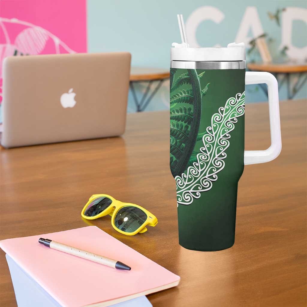 Tui Bird Koru Silver Fern Aotearoa Tumbler With Handle LT9 - Polynesian Pride