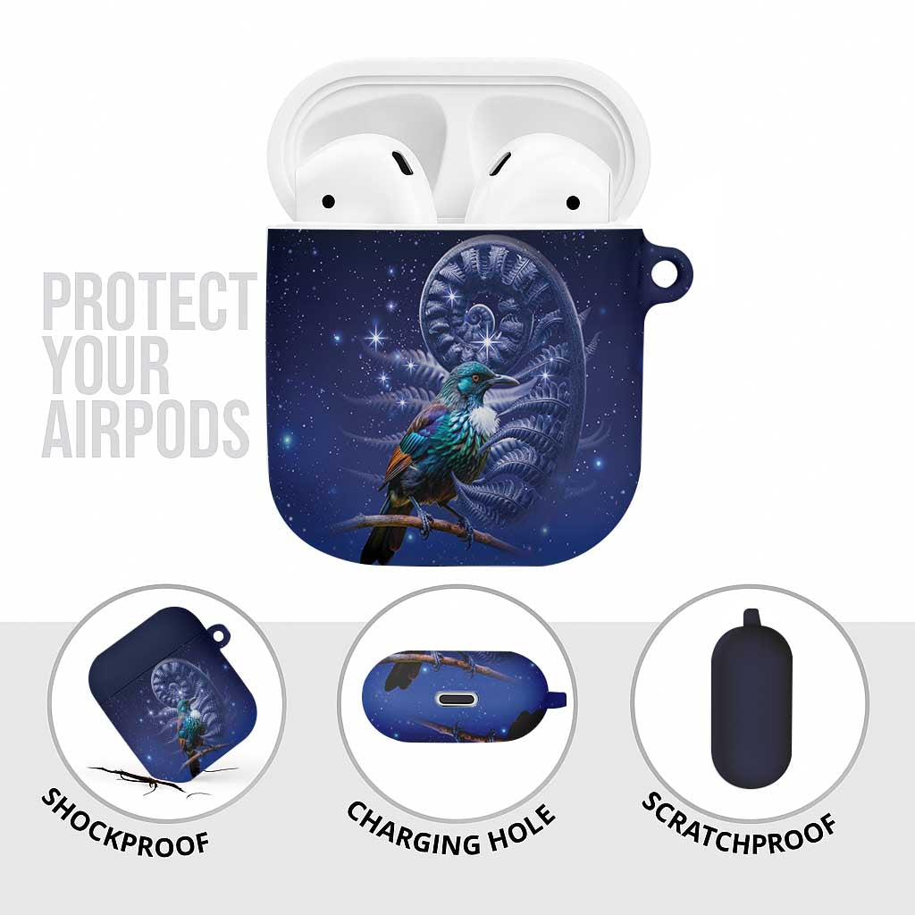 Tui Bird Matariki Galaxy AirPods Case Koru Silver Fern Aotearoa