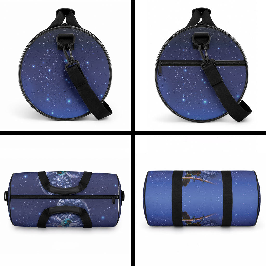 Tui Bird Matariki Galaxy Duffle Bag Koru Silver Fern Aotearoa LT9 - Polynesian Pride