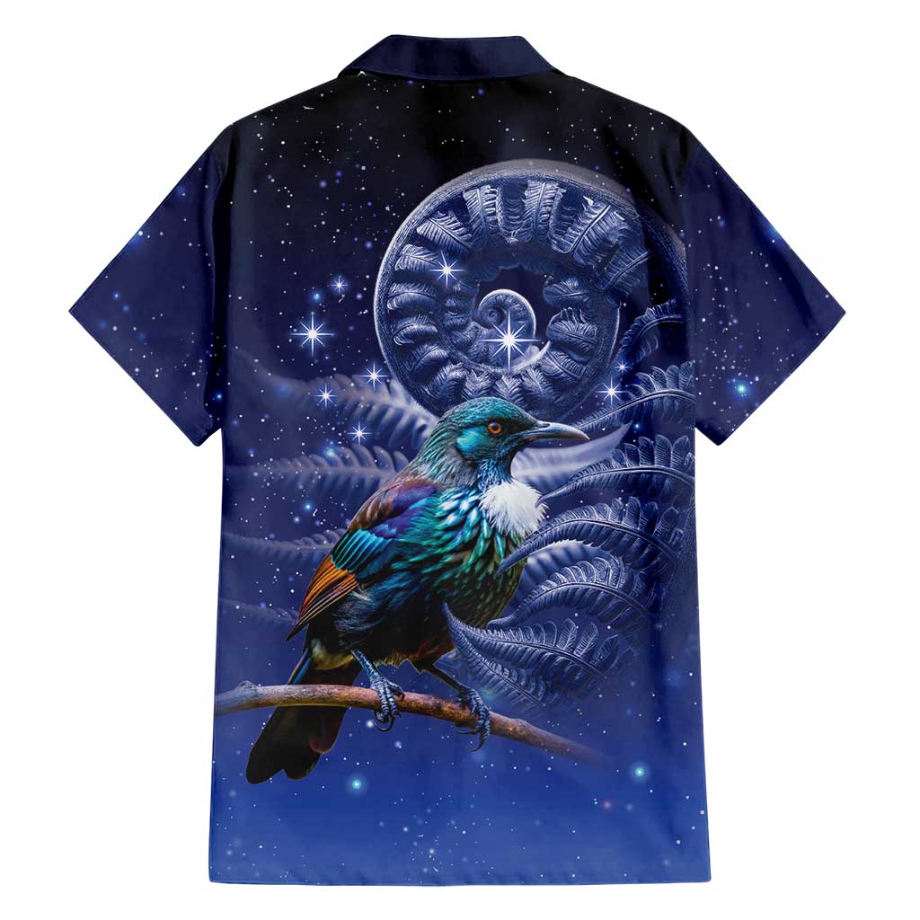 Tui Bird Matariki Galaxy Family Matching Long Sleeve Bodycon Dress and Hawaiian Shirt Koru Silver Fern Aotearoa LT9 - Polynesian Pride