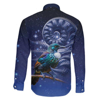Tui Bird Matariki Galaxy Family Matching Off Shoulder Short Dress and Hawaiian Shirt Koru Silver Fern Aotearoa LT9 - Polynesian Pride