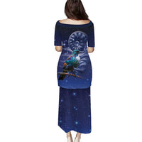Tui Bird Matariki Galaxy Family Matching Puletasi and Hawaiian Shirt Koru Silver Fern Aotearoa LT9 - Polynesian Pride