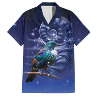 Tui Bird Matariki Galaxy Family Matching Summer Maxi Dress and Hawaiian Shirt Koru Silver Fern Aotearoa LT9 Dad's Shirt - Short Sleeve Galaxy - Polynesian Pride