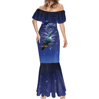 Tui Bird Matariki Galaxy Mermaid Dress Koru Silver Fern Aotearoa