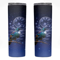 Tui Bird Matariki Galaxy Skinny Tumbler Koru Silver Fern Aotearoa
