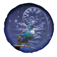 Tui Bird Matariki Galaxy Spare Tire Cover Koru Silver Fern Aotearoa