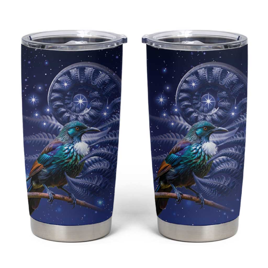 Tui Bird Matariki Galaxy Tumbler Cup Koru Silver Fern Aotearoa LT9 Galaxy - Polynesian Pride