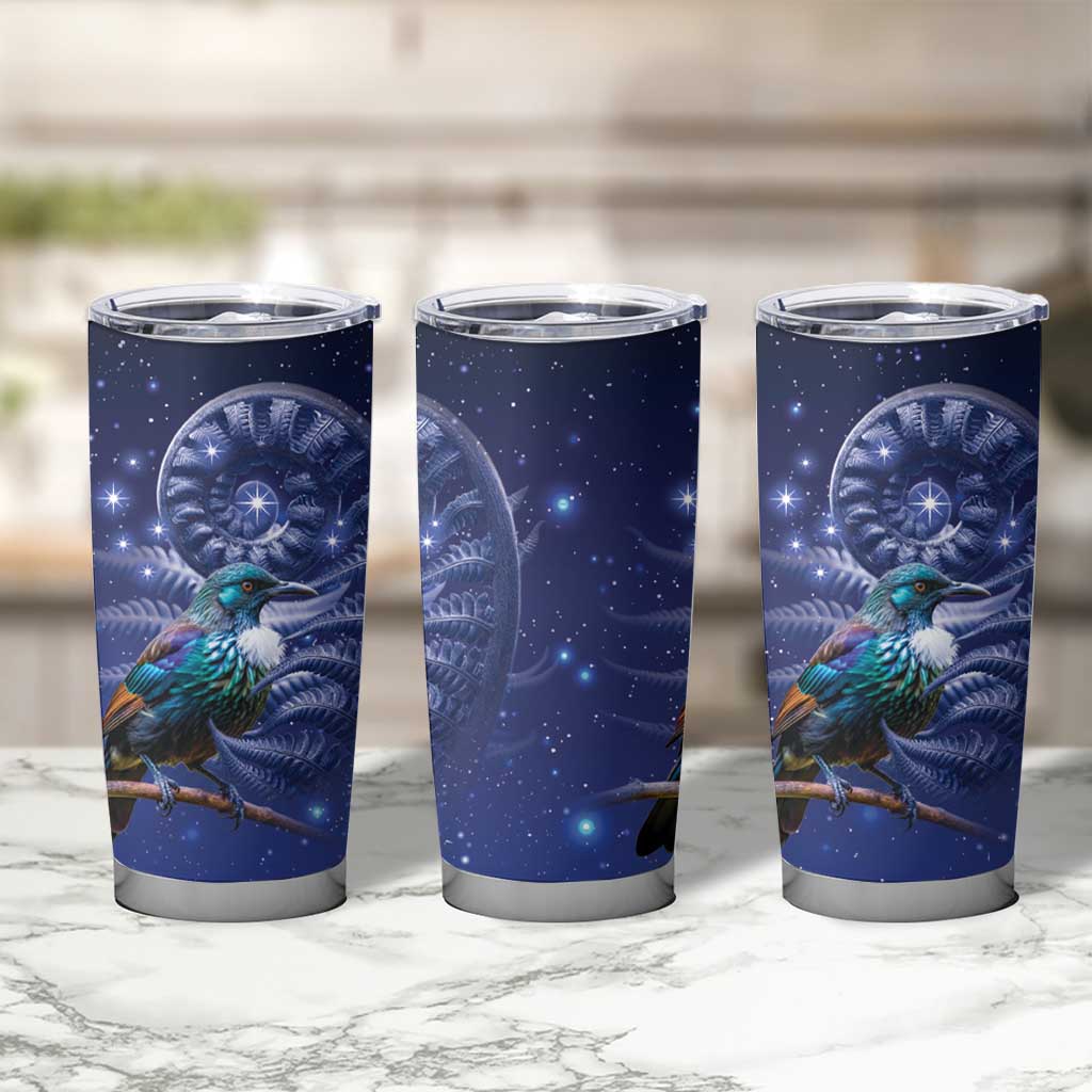 Tui Bird Matariki Galaxy Tumbler Cup Koru Silver Fern Aotearoa LT9 - Polynesian Pride