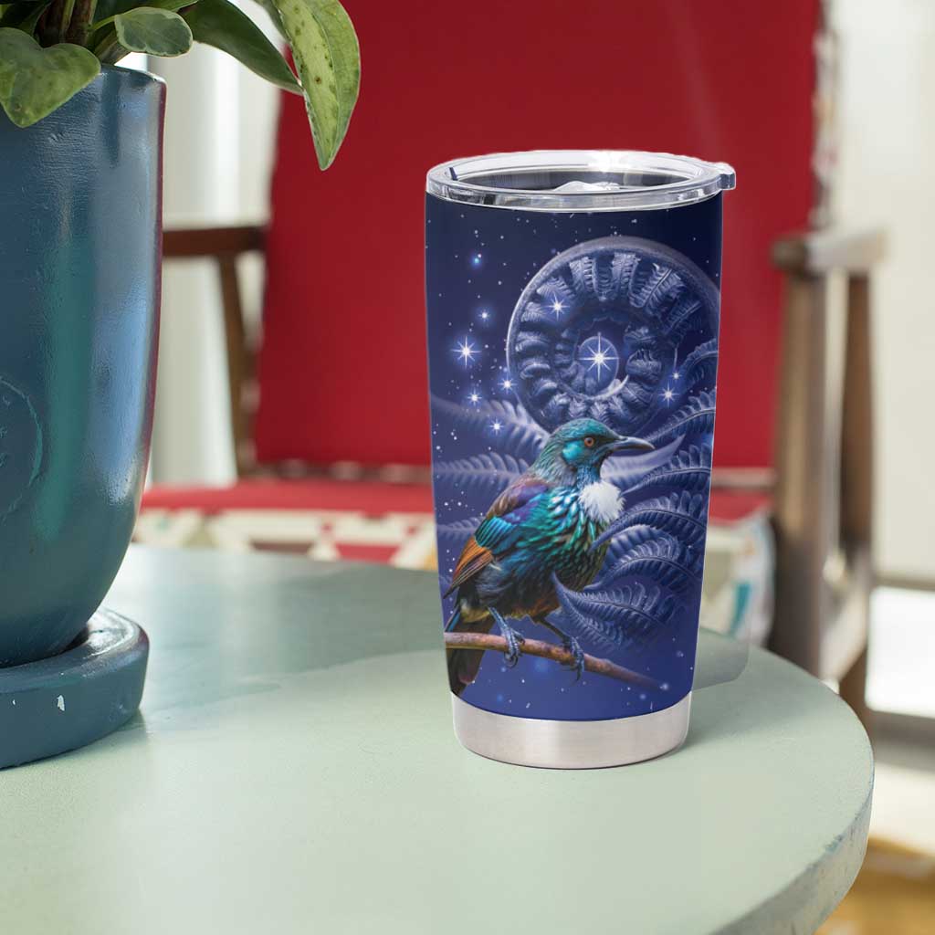 Tui Bird Matariki Galaxy Tumbler Cup Koru Silver Fern Aotearoa LT9 - Polynesian Pride