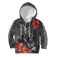 Hawaii Hammerhead Shark Kid Hoodie Polynesian Vintage Vibes LT9 Black - Polynesian Pride