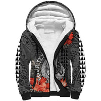 Personalised Hawaii Fish Hook Sherpa Hoodie Polynesian Vintage Vibes LT9 Unisex Black - Polynesian Pride