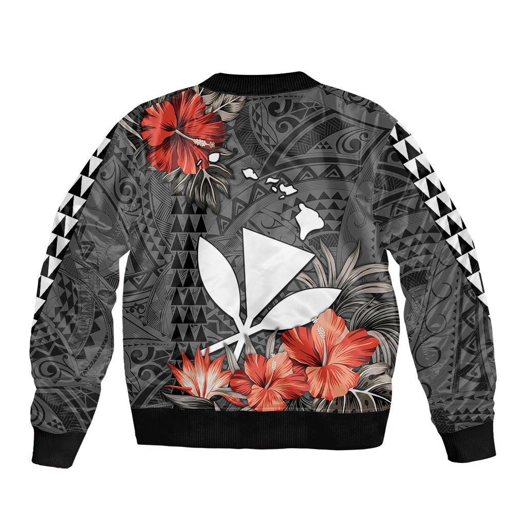 Personalised Hawaii Kanaka Maoli Sleeve Zip Bomber Jacket Polynesian Vintage Vibes LT9 - Polynesian Pride