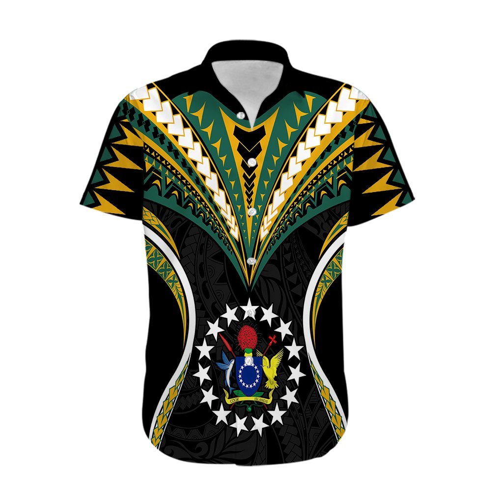 Personalised Polynesian Pride Cook Islands Hawaiian Shirt Tribal Wave Style LT9 Black - Polynesian Pride
