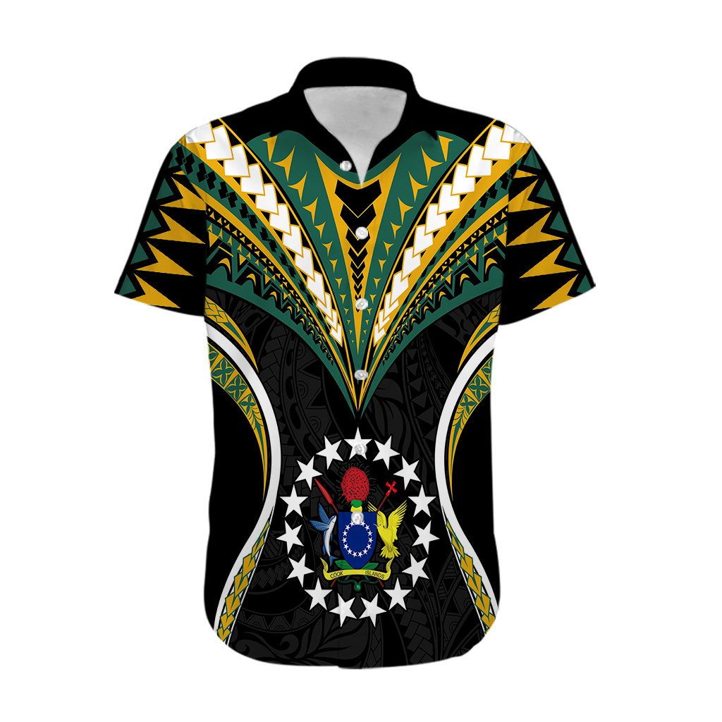 Personalised Polynesian Pride Cook Islands Hawaiian Shirt Tribal Wave Style LT9 Black - Polynesian Pride