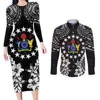 Cook Islands Ra o te Ui Ariki Est 1967 Couples Matching Long Sleeve Bodycon Dress and Long Sleeve Button Shirt LT9 Black - Polynesian Pride