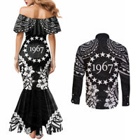 Cook Islands Ra o te Ui Ariki Est 1967 Couples Matching Mermaid Dress and Long Sleeve Button Shirt LT9 - Polynesian Pride