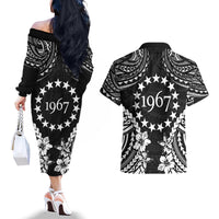 Cook Islands Ra o te Ui Ariki Est 1967 Couples Matching Off The Shoulder Long Sleeve Dress and Hawaiian Shirt LT9 - Polynesian Pride