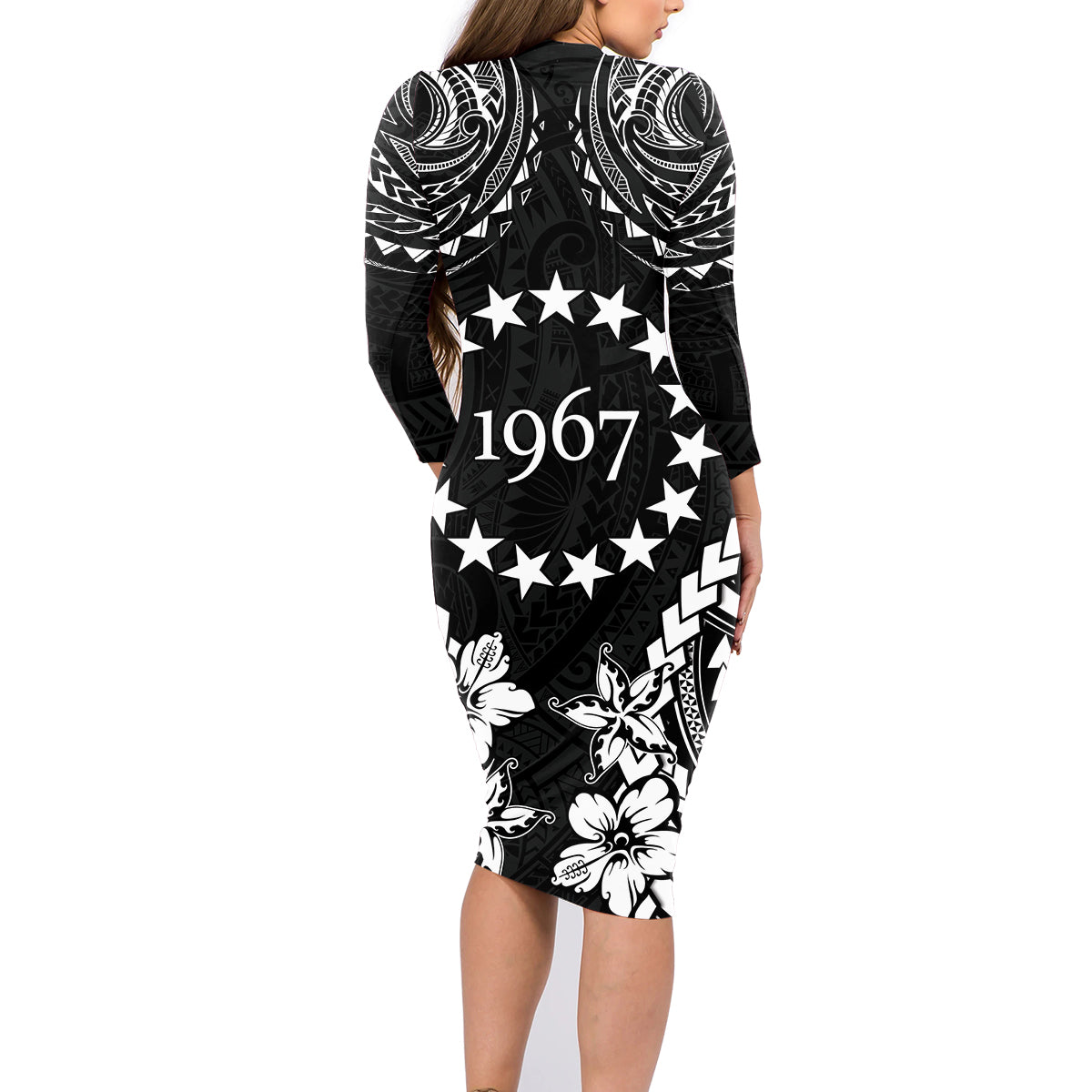 Cook Islands Ra o te Ui Ariki Est 1967 Family Matching Long Sleeve Bodycon Dress and Hawaiian Shirt LT9 - Polynesian Pride