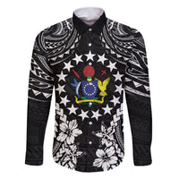 Cook Islands Ra o te Ui Ariki Est 1967 Family Matching Off Shoulder Maxi Dress and Hawaiian Shirt LT9 Dad's Shirt - Long Sleeve Black - Polynesian Pride