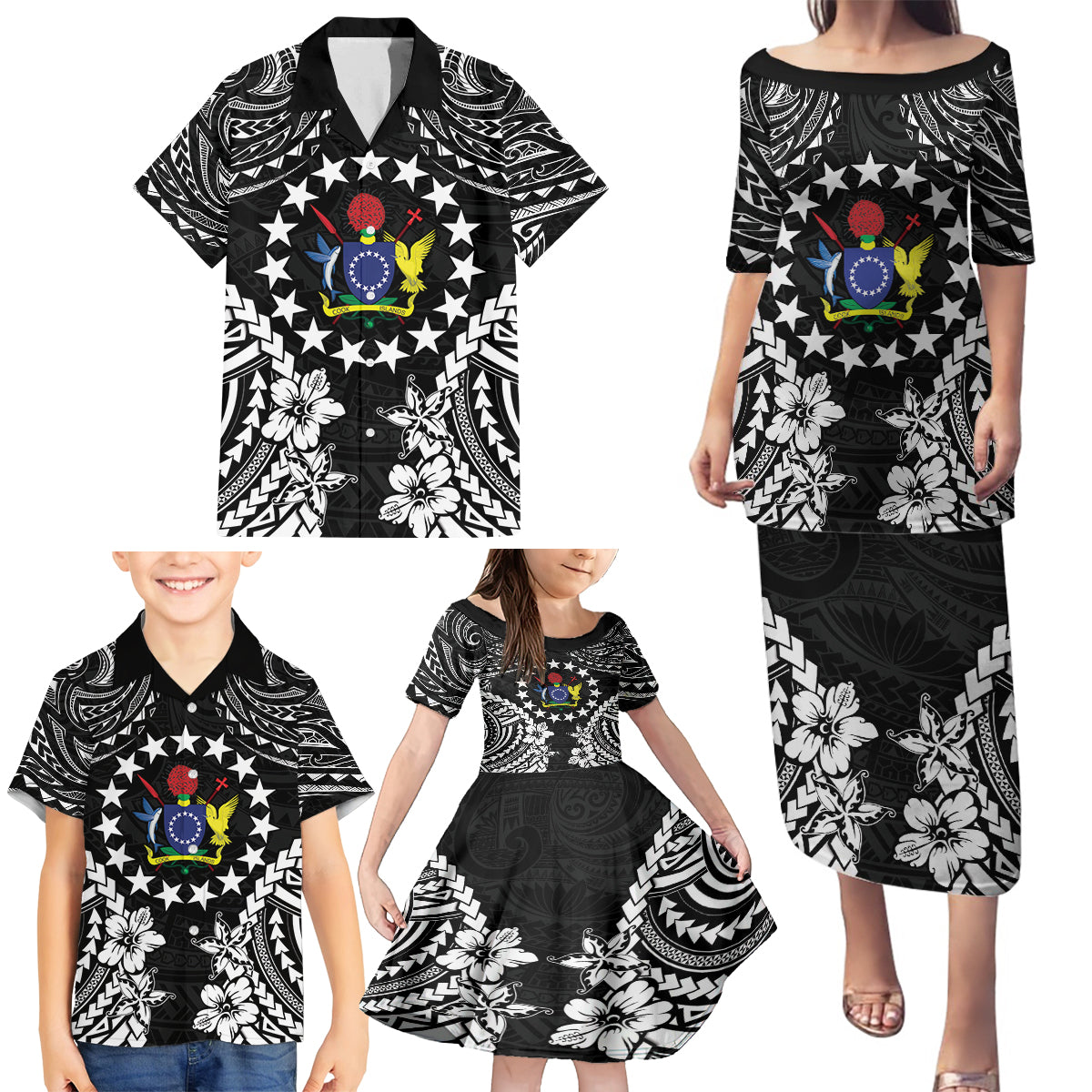 Cook Islands Ra o te Ui Ariki Est 1967 Family Matching Puletasi and Hawaiian Shirt LT9 - Polynesian Pride