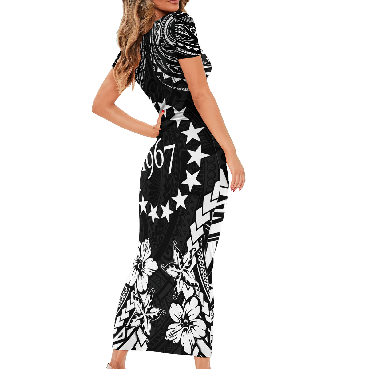 Cook Islands Ra o te Ui Ariki Est 1967 Family Matching Short Sleeve Bodycon Dress and Hawaiian Shirt LT9 - Polynesian Pride